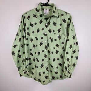 Short Circuit Shirt Women's M Vintage Mint Green Button Up Western Cowgirl Print